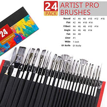 Load image into Gallery viewer, Artist Paint Brush Set of 24 - 23 Different Shapes + Mixing Knife with Organizing Case, Professional Painting Brushes Kit for Artist & Beginner, for Acrylics, Watercolor, Gouache, Oil, Pain by Number