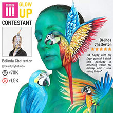 Load image into Gallery viewer, Craft Pro Face Paint - Vegan + Cruelty Free. Sensitive Skin Approved. Includes Guidebook, Applicators, Stencils. Easy ON Easy Off (Water Activated Body Paint)