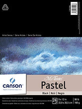 Load image into Gallery viewer, Canson Drawing Mi-Teintes Paper Pad, Dual Sided Textures for Pastels, Charcoals, Pencil, Fold Over, 98 Pound, 9 x 12 Inch, Black, 24 Sheets, 9"X12"