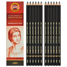 Load image into Gallery viewer, Koh-i-noor Gioconda Negro Aquarelle - 12 Water Soluble Graphite Pencils 2B. 8800