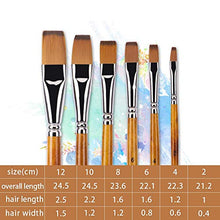 Load image into Gallery viewer, golden maple 6Pcs Japanese Nylon Flat Paint Brush Set Short Wooden Acrylic Handle for Oil Watercolor Acrylic Gouache Paints