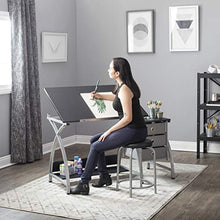 Load image into Gallery viewer, 2 Piece Comet Art, Hobby, Drawing, Drafting, Craft Table with 36"W x 23.75"D Angle Adjustable Top and Stool in Silver/Black, Assembled Dimensions: 50" W x x 29.5" H