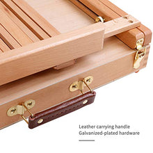Load image into Gallery viewer, MEEDEN Studio Sketchbox Table Easel with Metal Lined Drawer - Adjustable Solid Beech Wood Tabletop Easel & Sketchbox Artist Easel with Storage, for Studio or Plein Air - Holds canvases up to 34" high