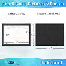 Load image into Gallery viewer, Icona Bay 8.5x11 (22x28 cm) Certificate Frames (Black, 6 Pack), Contemporary Diploma Frames 8.5 x 11, Composite Wood Document Frames for Walls or Table Top, Lakeland Collection