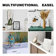 Load image into Gallery viewer, PUJIANG Tabletop Display Easel, Folding Instant Poster Easel, 14" High Black Steel Metal Art Easel for Display Show, Paintings, Posters (Black, 1Pack)