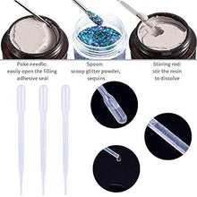 Load image into Gallery viewer, 13 Pieces Silicone Resin Mold Tool Set Nail Art Stirring Rod Muddler Poke Needle Spoon Kit Anti-Static Stainless Steel Tweezers Kit with 3 Droppers for Jewelry Making DIY Resin Craft