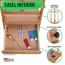 Load image into Gallery viewer, U.S. Art Supply Nantucket Extra Large Wooden H-Frame Studio Easel with Artist Storage Drawer and Shelf - Mast Adjustable to 86" High, Sturdy Beechwood Canvas Holder Stand - Painting, Drawing Sketching