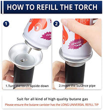 Load image into Gallery viewer, Sondiko Torch Lighter, Kitchen Torch, Refillable Kitchen Butane Blow Torch with Safety Lock and Adjustable Flame for DIY, Creme Brulee, BBQ and Baking, Butane Gas Not Included, Black…