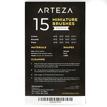 Load image into Gallery viewer, Arteza Detail Paint Brushes, Set of 15, Fine Detail Brush Set for Miniature Models and Canvases, Synthetic Bristles, Small Paint Brushes for Details, Fine Lines, and Shading