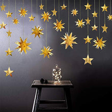 Load image into Gallery viewer, pinkblume Gold Party Decorations Kit Star Paper Garland 3D Stars Party Decor Metallic Hanging Bunting Banner for Birthday Wedding Baby Shower Nursery Holiday Christmas Decorations Clearance(4Pack)