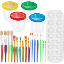Load image into Gallery viewer, 30 Pack Painting Tools Paint Brushes for Kids, Paxcoo Kids Paint Brushes with Paint Cups Paint Palette Tray for Kids Gifts Birthday Art Party School Prizes