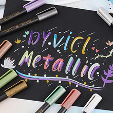 Load image into Gallery viewer, Dyvicl Metallic Brush Marker Pens - Metallic Pens Art Markers for Calligraphy, Brush Lettering, Black Paper, Rock Painting, Card Making, Scrapbooking, Fabric, Metal, Ceramics, Wine Glass, Set of 10