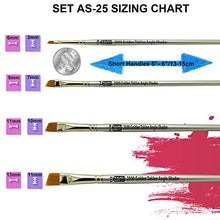 Load image into Gallery viewer, ZEM Brush Golden Taklon Angle Shaders Brush Set Sizes 1/8", 1/4', 3/8", 1/2"