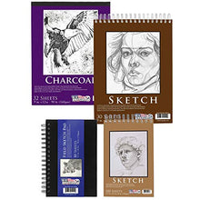 Load image into Gallery viewer, U.S. Art Supply Set of 4 Different Stylesof Sketching and Drawing Paper Pads (242 Sheets Total) - 2 Each 5.5" x 8.5" and 9" x 12" Premium Spiral Bound Sketch, Draw, Charcoal Pencil, Mixed Media Pads