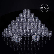 Load image into Gallery viewer, BENECREAT 30 Pack 1.47"x0.78" (10ml) Empty Clear Plastic Bead Storage Container jar with Rounded Screw-Top Lids for Beads, Nail Art, Glitter, Make Up, Cosmetics and Travel Cream
