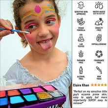 Load image into Gallery viewer, Craft Pro Face Paint - Vegan + Cruelty Free. Sensitive Skin Approved. Includes Guidebook, Applicators, Stencils. Easy ON Easy Off (Water Activated Body Paint)