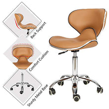 Load image into Gallery viewer, Mefeir Hydraulic Rolling Salon Stool Padded with Back Rest, Modern Cushion Drafting Chair on Wheels for Office Home Kitchen Counter, Height Adjustable Swivel Barstool, PVC Leather
