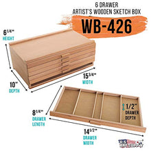 Load image into Gallery viewer, U.S. Art Supply 6 Drawer Wood Artist Supply Storage Box - Pastels, Pencils, Pens, Markers, Brushes