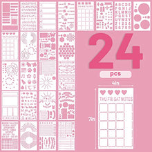 Load image into Gallery viewer, 24Pcs Journal Stencils for Journaling Plastic Planner Stencils Ultimate Productivity Stencil Set for Bullet Time Saving Scrapbook Stencils Notebook Diary Weekly Monthly Calendar Stencils DIY