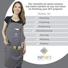 Load image into Gallery viewer, Infiniti Elementz Artist Apron for Women and Men | Adjustable Canvas Apron with Pockets for Painting, Woodworking, and Gardening | 10 Apron Pockets One Size Fits Most