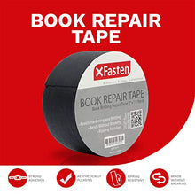 Load image into Gallery viewer, XFasten Book Binding Repair Tape, Black, 2-Inch by 15-Yard, Cloth Library Book Hinging Repair Tape, Acid Free and Archival Safe
