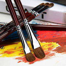 Load image into Gallery viewer, Red Pure Weasel Sable Hair Artist Brushes Filbert Brush Set For Acrylic Oil Gouche and Watercolor Painting Wooden Handle 6Pcs