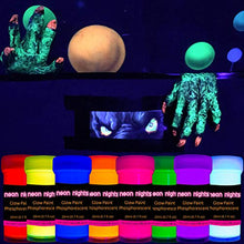 Load image into Gallery viewer, Premium Glow in the Dark Acrylic Paint Set by neon nights – Set of 8 Professional Grade Neon Craft Paints – Long-Lasting Self-Luminous Paint Handcrafted in Germany – 8 x 20 ml / 0.7 fl oz