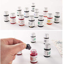 Load image into Gallery viewer, 24 Colors Calligraphy Ink Set, Calligraphy Fountain Glass Dip Pen Color Ink Caligrapher Pen Ink Bottle Set, Gold Powder Drawing Writing Art Ink with Gift Box - 24 x 7ml