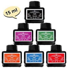 Load image into Gallery viewer, Calligraphy Ink Set | Calligraphy Set Includes 15 ml Black Ink, Blue Ink, Red Ink, Green Ink, Purple Ink and Orange Ink | Fountain Pen Ink | Dip Pen Ink | Bottled Ink for Fountain Pens | Ink Well
