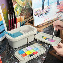Load image into Gallery viewer, MyLifeUNIT Multifunction Paint Brush Basin with Brush Holder and Palette