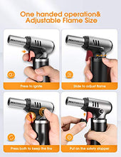 Load image into Gallery viewer, Butane Torch with Fuel Gauge,Homitt Refillable Cooking Torches with One-handed Operation &Safety Lock,Adjustable Flame,Fit All Butane Tanks Kitchen Culinary Butane Torch for Cooking,Baking,BBQ
