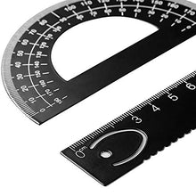 Load image into Gallery viewer, 6 Pieces Aluminum Triangular Architect Scale Ruler Set, 2 Pieces 12 Inch Aluminum Scale Ruler with 4 Pieces Aluminum Triangle Ruler Square Set for Students, Draftsman and Engineers, Metric (Black)