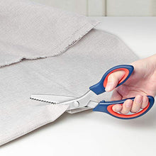 Load image into Gallery viewer, Pinking Shears, Zig Zag Scissors, Soft Rubber Grips, Ultra-Sharp, Professional Serrated Scissors for Sewing, Craft, Dressmaking, Great for Many Kinds of Fabrics and Paper, 9 Inch, Dark Blue+Red