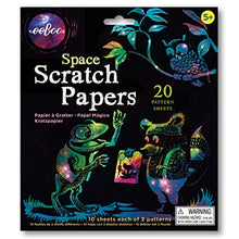 Load image into Gallery viewer, eeBoo Space Scratch Art Paper for Kids, Arts and Crafts, 20 Sheets and Bamboo Stylus