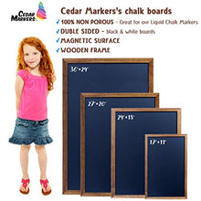 Load image into Gallery viewer, Cedar Markers 36"x24" Big Chalkboard with Wooden Frame. 100% Non-Porous Erasable Blackboard and Whiteboard for Liquid Chalk Markers. Magnet Board Chalk Board Decorative Chalkboard for Parties (36x24)