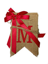 Load image into Gallery viewer, GOER MERRY CHRISTMAS Burlap Banners Garlands with Ribbon Bows for Xmas Party Decoration Photo Prop