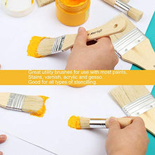 Load image into Gallery viewer, Chip Paint Brushes & Wooden Stencil Brush, Natural Bristle Paintbrush for Walls, Flat Chip Brush & Round Paintbrush - Painting or Waxing and Chalk, Good for Wall Painting, Stains, Oil, Wax, Set of 6