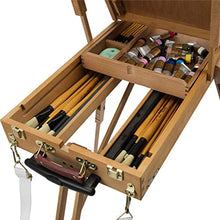 Load image into Gallery viewer, Creative Mark Monet Wooden French Easel & Sketchbox, Lightweight (12 lbs), Portable, Rolling Wheels, Wood Artist Paint Palette, Telescope Handle, for Outdoor Paintings and Plein Air up to 32" - Walnut