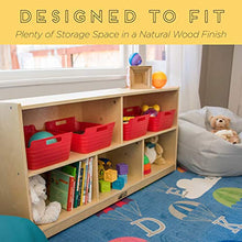 Load image into Gallery viewer, ECR4Kids ELR-0419 Birch 5-Section School Classroom Storage Cabinet with Casters, Commercial or Personal Storage, Kids’ Storage Organizer Shelf, Friendly Design, Certified and Safe, 24” High, Natural