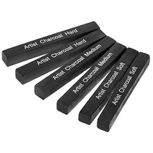 Load image into Gallery viewer, Looneng Square Compressed Charcoal Sticks Assorted, Soft, Medium, Hard, Pack of 6