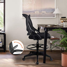 Load image into Gallery viewer, Comhoma Drafting Chair Tall Office Chair with Flip-up Armrests for Computer Standing Desk Adjustable Foot Ring Ergonomic Mesh Back Table Chair Black