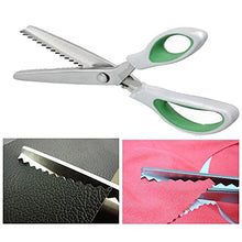 Load image into Gallery viewer, JISTL Green Pinking Shears Comfort Grips Professional Dressmaking Pinking Shears Crafts Zig Zag Cut Scissors Sewing Scissors,Professional Handheld Dressmaking