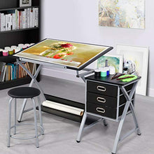 Load image into Gallery viewer, YAHEETECH Adjustable Drafting Table Drawing/Draft Art Desk for Adults Craft Supplies w/Stool and Storage Drawers Art Studio Design Craft Station