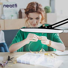 Load image into Gallery viewer, Neatfi XL 2,200 Lumens LED Task Lamp with Clamp, 24W Super Bright Desk Lamp, 117 Pcs SMD LED, 20 Inches Wide Lamp, 4 Level Brightness, Dimmable, Eye-Caring LED Lamp, Table Clamp LED Light (Black)