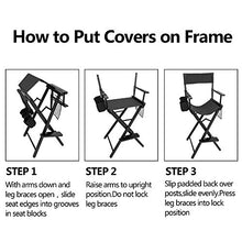 Load image into Gallery viewer, mefeir 31" Height Tall Director Chair Folding Artist Makeup with Replacement Cover, Storage Side Bags, Portable Footrest, Support 250 lbs,Solid Hardwood & Polyester Black