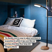 Load image into Gallery viewer, Brightech Litespan - Bright LED Floor Lamp for Crafts and Reading - Estheticians' Light for Lash Extensions - Natural Daylight Lighting for Office Tasks - Adjustable Gooseneck Pole Lamp - Natural Wood