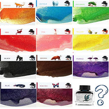 Load image into Gallery viewer, ZZKOKO Calligraphy Set India Ink, 12 Colors Shimmer Dip Pen Ink Set, Art Writing Drawing Ink Bottles, 6.0 oz, Set of 12, Gift Box (Animal Series)