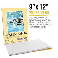 Load image into Gallery viewer, U.S. Art Supply 9" x 12" Premium Extra Heavy-Weight Watercolor Painting Paper Pad, 90 Pound (190gsm), Pad of 24-Sheets (Pack of 2 Pads)