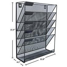 Load image into Gallery viewer, Easepres File Organizer Mesh 5-Tier Black Hanging File Organizer Vertical Holder Rack for Office Home