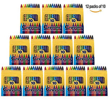 Load image into Gallery viewer, 12 Pack Crayons - Wholesale Bright Wax Coloring Crayons in Bulk, 10 Per Box, 12 Box Bundle Art Set